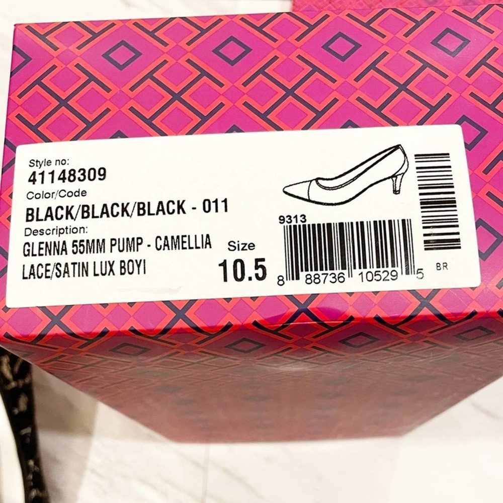 Tory Burch Glenna Pump Lace/Satin Black Size 10.5 - Picture 12 of 15